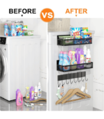 Magnetic Fridge Organizer with 8-Hook Rack