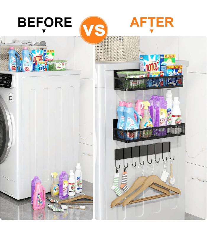 Magnetic Fridge Organizer with 8-Hook Rack