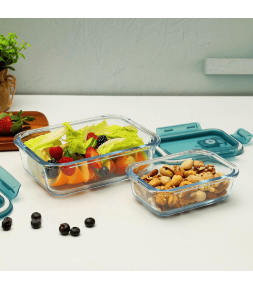 2 Pcs Glass Airtight Food Storage Container