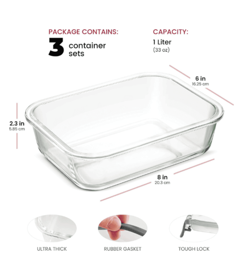 6-Piece Superior Glass Food Containers Set