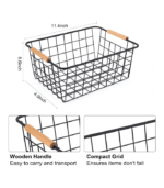 Wire Storage Baskets with Wooden Handles