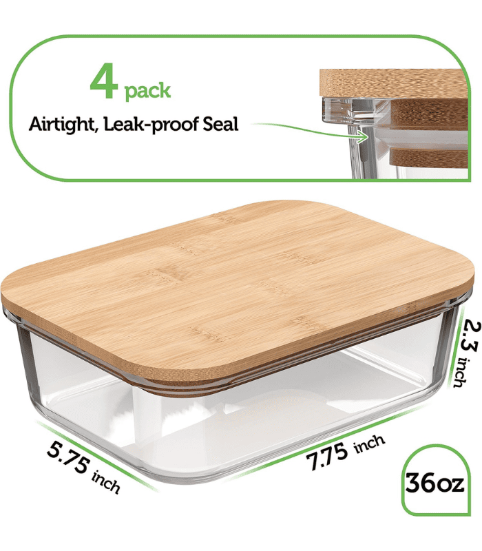Glass Food Storage Containers with Bamboo Lids