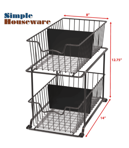 2 Tier Cabinet Wire Basket Drawer Organizer