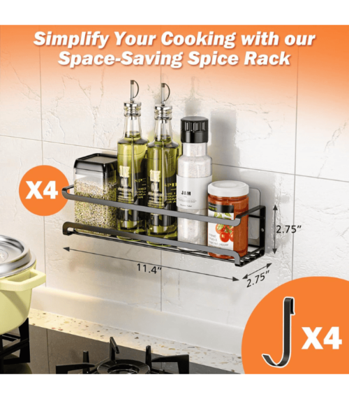 Spice Rack wall mounted 4 Pack