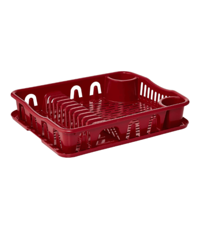 Large Dish Rack With Drainer, Dark red