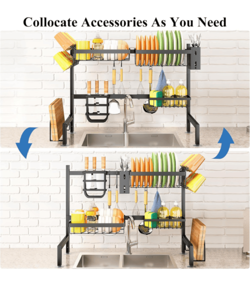 2 Tier Dish Rack Drainer for Kitchen Counter