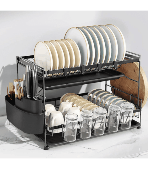 2 Tiers Dish Drying Stand With Drainer