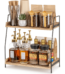 2 Tier Wooden Shelf for Coffee Bar Accessories