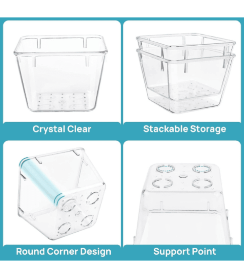 15 PCS Clear Plastic Drawer Organizer Set
