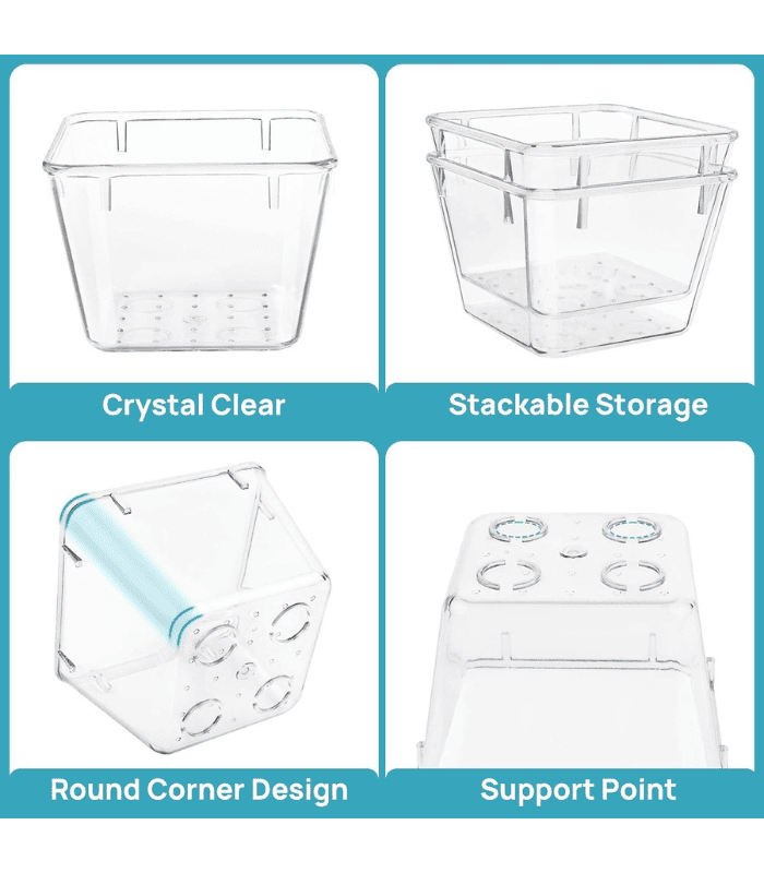 15 PCS Clear Plastic Drawer Organizer Set