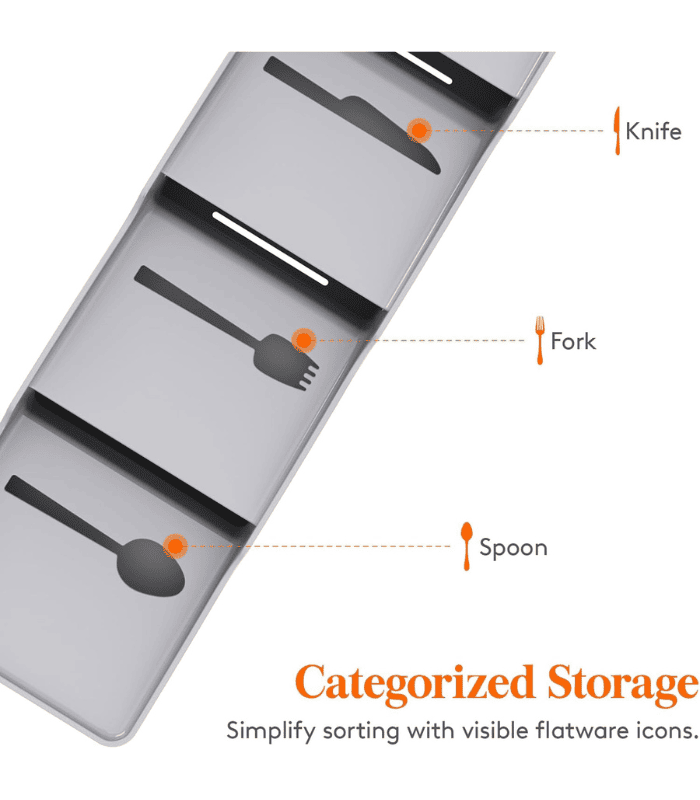 Narrow Silverware Tray for Kitchen Drawers