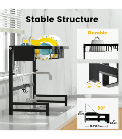 Over The Sink Stainless Steel Dish Drainer
