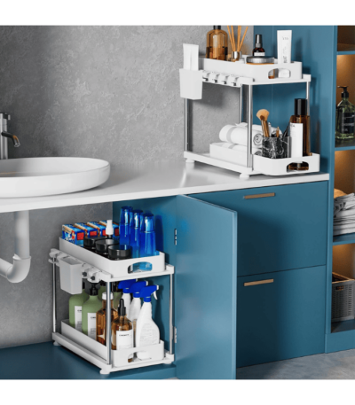 Double Sliding Kitchen Cabinet Organizer