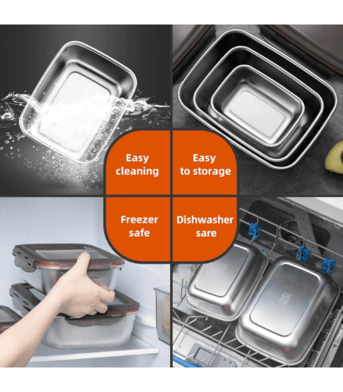 Stainless Steel Food Storage Container Set of 3