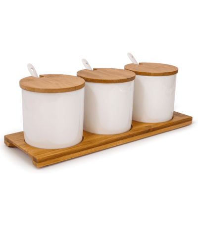 Ceramic Food Containers with Bamboo Lid