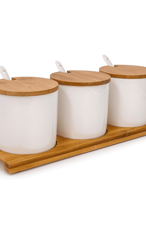 Ceramic Food Containers with Bamboo Lid