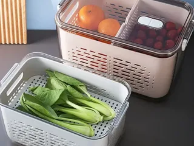 NEEMAY Stackable Container with Drain Basket