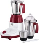 BLACK+DECKER 750W 3-in-1 Mixer Grinder – MG750-B5 Blender, Wet & Dry Grinder, Chutney Jar Set Powerful Motor, Multicolour