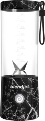 BlendJet 2 Portable Blender 16oz, 6 Stainless Steel Blades, 22,000 RPM, USB-C Rechargeable, Self-Cleaning, Ice Crushing, BPA Free – Black Marble