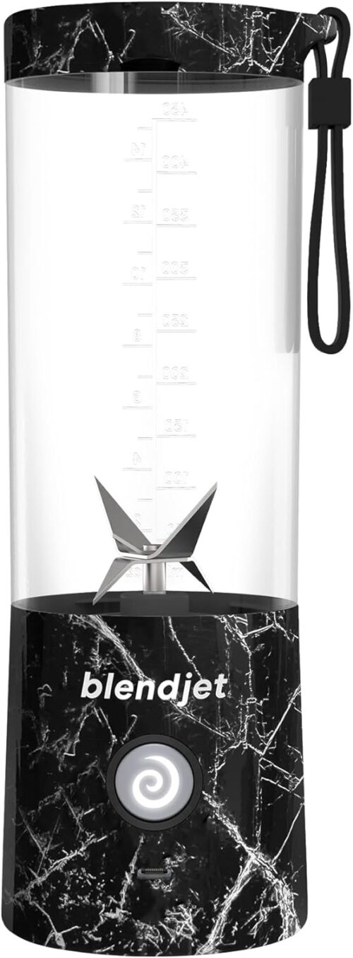 BlendJet 2 Portable Blender 16oz, 6 Stainless Steel Blades, 22,000 RPM, USB-C Rechargeable, Self-Cleaning, Ice Crushing, BPA Free – Black Marble