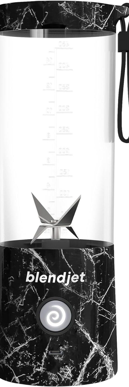 BlendJet 2 Portable Blender 16oz, 6 Stainless Steel Blades, 22,000 RPM, USB-C Rechargeable, Self-Cleaning, Ice Crushing, BPA Free – Black Marble
