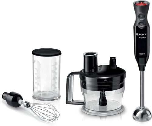 Bosch ErgoMixx Hand Blender – 1000W Powerful Motor, MS62B6190G, Ergonomic Grip, Stainless Steel Blade – Black