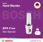 Bosch Mini Blender 350W – On-the-Go Personal Blender with BPA-Free Bottle – MMBP1000GB, White