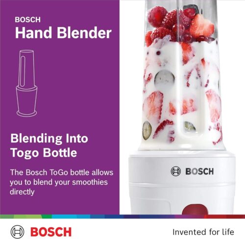 Bosch Mini Blender 350W – On-the-Go Personal Blender with BPA-Free Bottle – MMBP1000GB, White