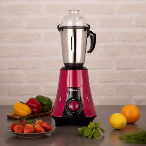 DOMEA® 2-in-1 Mixer Grinder – 550W Powerful Copper Motor 1.5L Liquid Jar + 400ml Chutney Jar 3 Speed + Pulse Stainless Steel Jars & Blades 2-Year Warranty