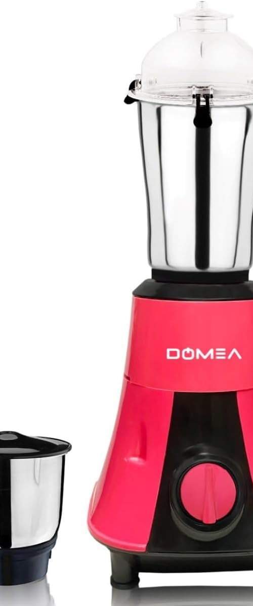 DOMEA® 2-in-1 Mixer Grinder – 550W Powerful Copper Motor 1.5L Liquid Jar + 400ml Chutney Jar 3 Speed + Pulse Stainless Steel Jars & Blades 2-Year Warranty