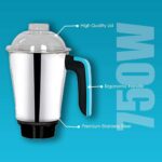 EASY COOK Beauty Plus 750W Mixer Grinder 3 Stainless Steel Jars (1.75L, 750ml, 250g) 3-Speed with Incher Stainless Steel Blades