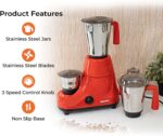 Geepas 750W 3-in-1 Mixer Grinder GSB5081N Stainless Steel Jars & Blades, 3 Speed, Twist Lock Safety Wet & Dry Grinding, Mixing, Juicing – 2-Year Warranty
