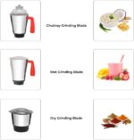Geepas 750W 3-in-1 Mixer Grinder GSB5081N Stainless Steel Jars & Blades, 3 Speed, Twist Lock Safety Wet & Dry Grinding, Mixing, Juicing – 2-Year Warranty