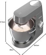 Kenwood Chef XL Titanium Stand Mixer 1700W – KVL8430S 6.7L Stainless Steel Bowl, 5 Attachments, Glass Blender, Meat Grinder, Multi Mill – Silver