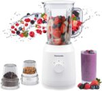 Panasonic 400W Blender with 2 Mills – MX-EX1021WTZ Compact Design, Stainless Steel Blades, 1-Year Warranty – White