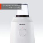 Panasonic 400W Blender with 2 Mills – MX-EX1021WTZ Compact Design, Stainless Steel Blades, 1-Year Warranty – White