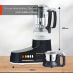 Panasonic Super Mixer Grinder 1000W – MX-AC400 3 Stainless Steel Jars + 1 Juicer Jar Powerful Motor, Durable Build – Black