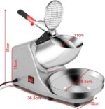 Electric Ice Crusher & Shaver Machine – 1450RPM, 65KGH, Stainless Steel Bowl – Snow Cone Maker for Cocktails, Smoothies & Ice Cream