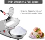 Electric Ice Crusher & Shaver Machine – 1450RPM, 65KGH, Stainless Steel Bowl – Snow Cone Maker for Cocktails, Smoothies & Ice Cream