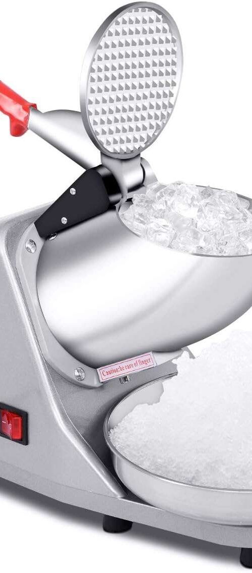 Electric Ice Crusher & Shaver Machine – 1450RPM, 65KGH, Stainless Steel Bowl – Snow Cone Maker for Cocktails, Smoothies & Ice Cream