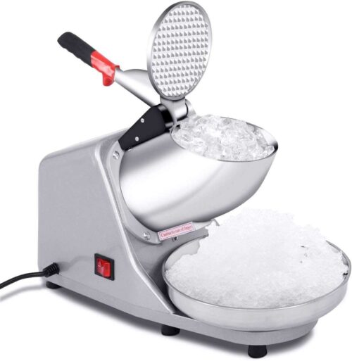Electric Ice Crusher & Shaver Machine – 1450RPM, 65KGH, Stainless Steel Bowl – Snow Cone Maker for Cocktails, Smoothies & Ice Cream