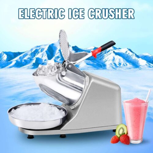 Electric Ice Crusher & Shaver Machine – 1450RPM, 65KGH, Stainless Steel Bowl – Snow Cone Maker for Cocktails, Smoothies & Ice Cream