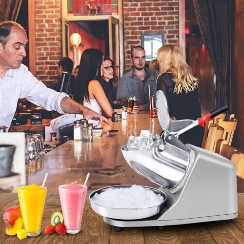 Electric Ice Crusher & Shaver Machine – 1450RPM, 65KGH, Stainless Steel Bowl – Snow Cone Maker for Cocktails, Smoothies & Ice Cream